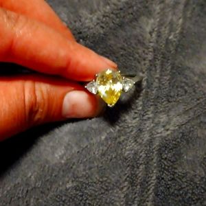 Yellow and white stone cz ring